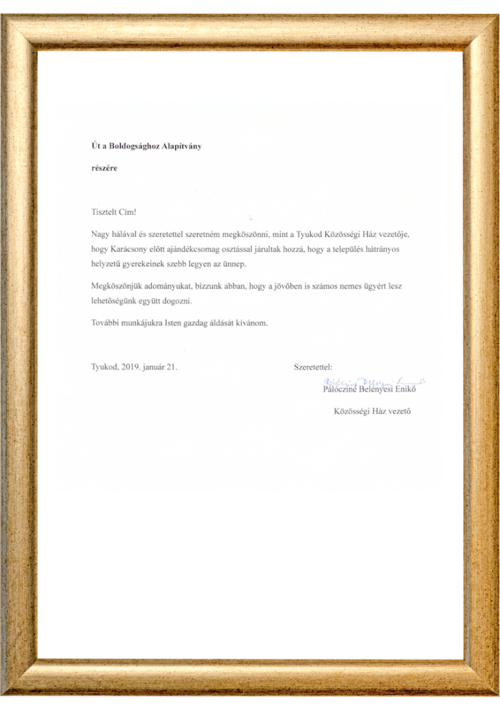 Az út a boldogsághoz elismerés